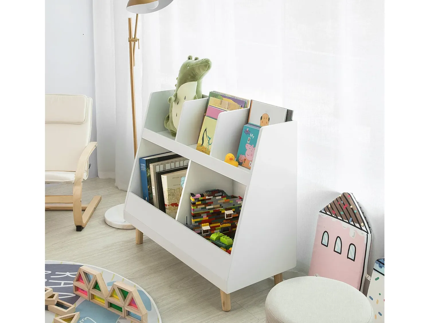 Prateleira|Sobuy armário de criança, armário de livros infantis, armário infantil KMB19-W Branco