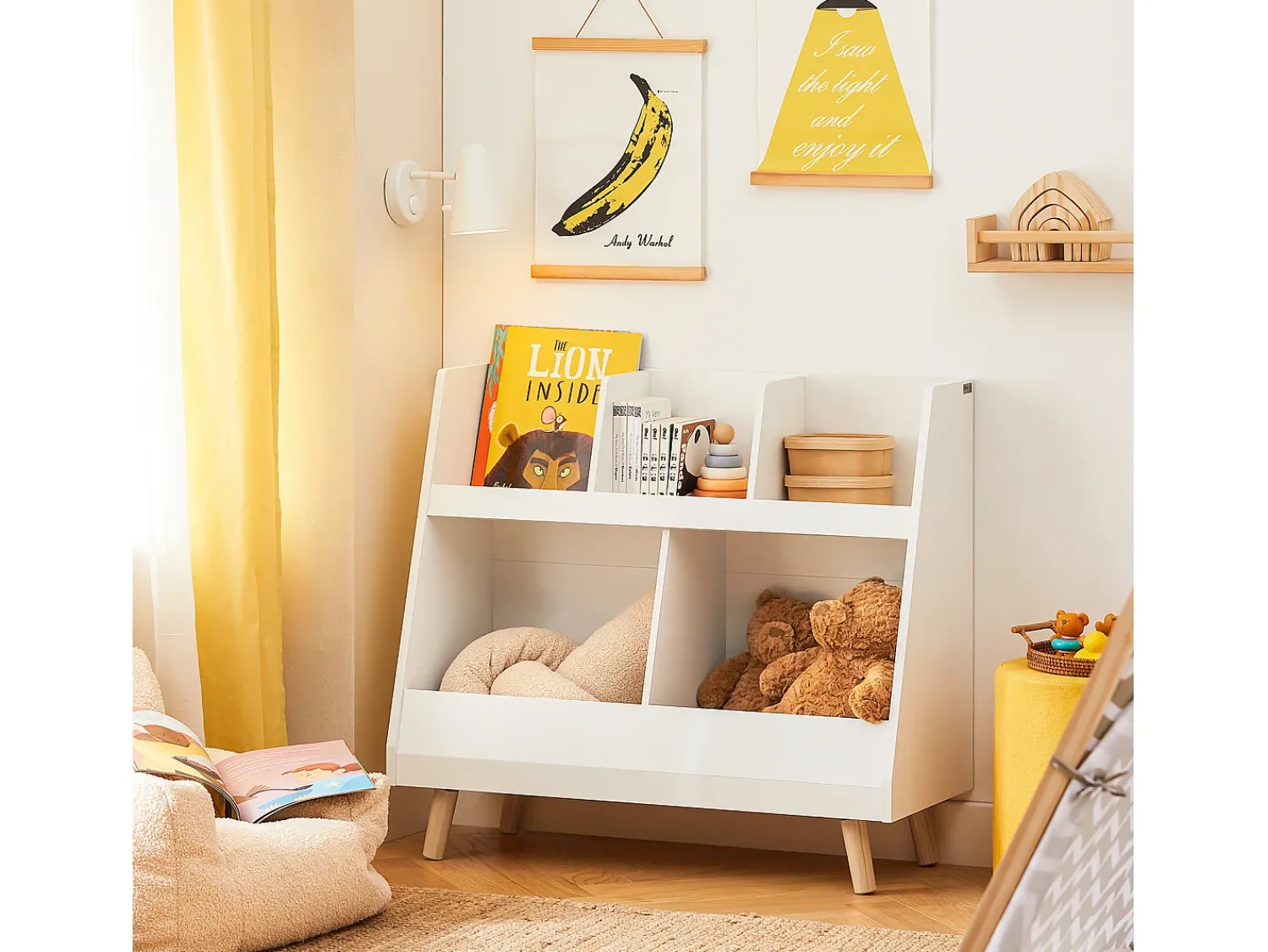 Prateleira|Sobuy armário de criança, armário de livros infantis, armário infantil KMB19-W Branco
