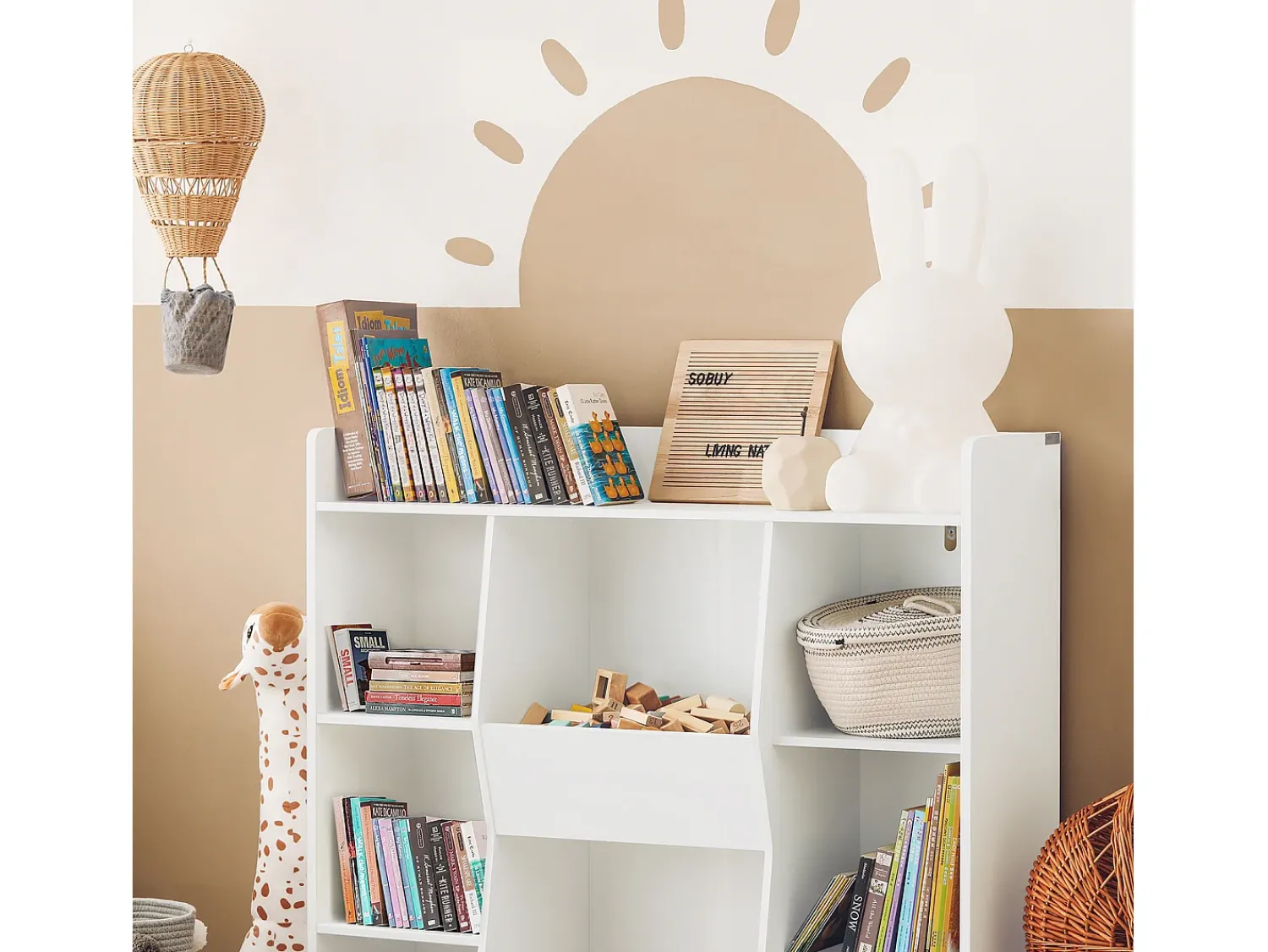 Biblioteca|Sobuy armário de criança, armário de livros infantis, armário infantil KMB55-W Branco