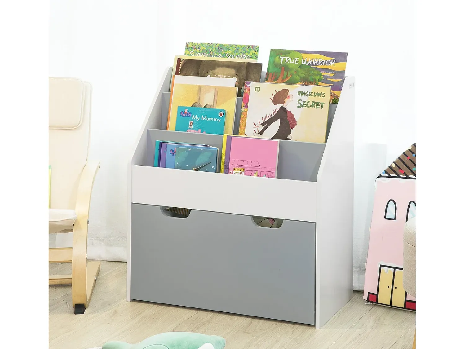 Biblioteca|Sobuy armário de criança, armário de livros infantis, armário infantil KMB17-HG Cinzento