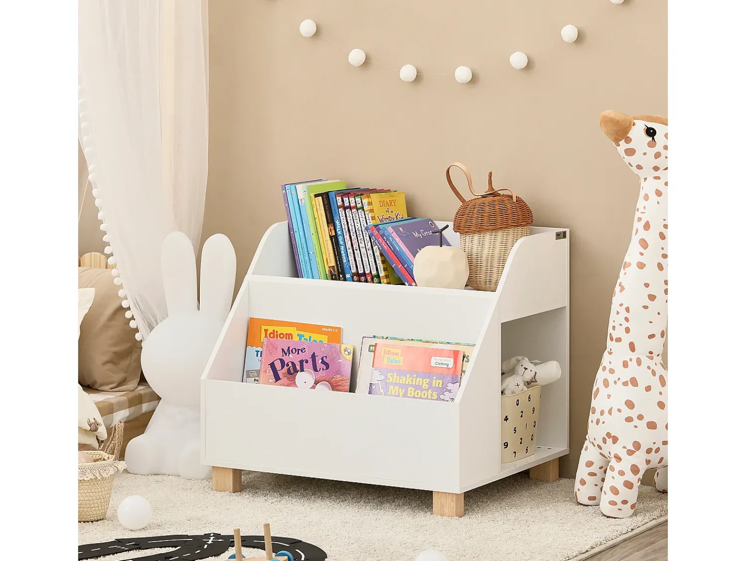 Sobuy armário de criança, armário de livros infantis, armário infantil KMB54-W^ Prateleira