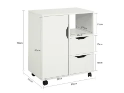 Sobuy armário de impressora, Armário para impressora, carrinho de livros FBT105-W Branco