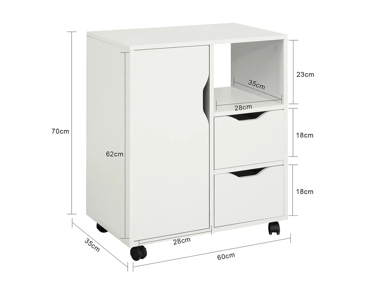 Sobuy armário de impressora, Armário para impressora, carrinho de livros FBT105-W Branco