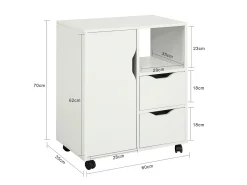 Sobuy armário de impressora, Armário para impressora, carrinho de livros FBT105-W Branco