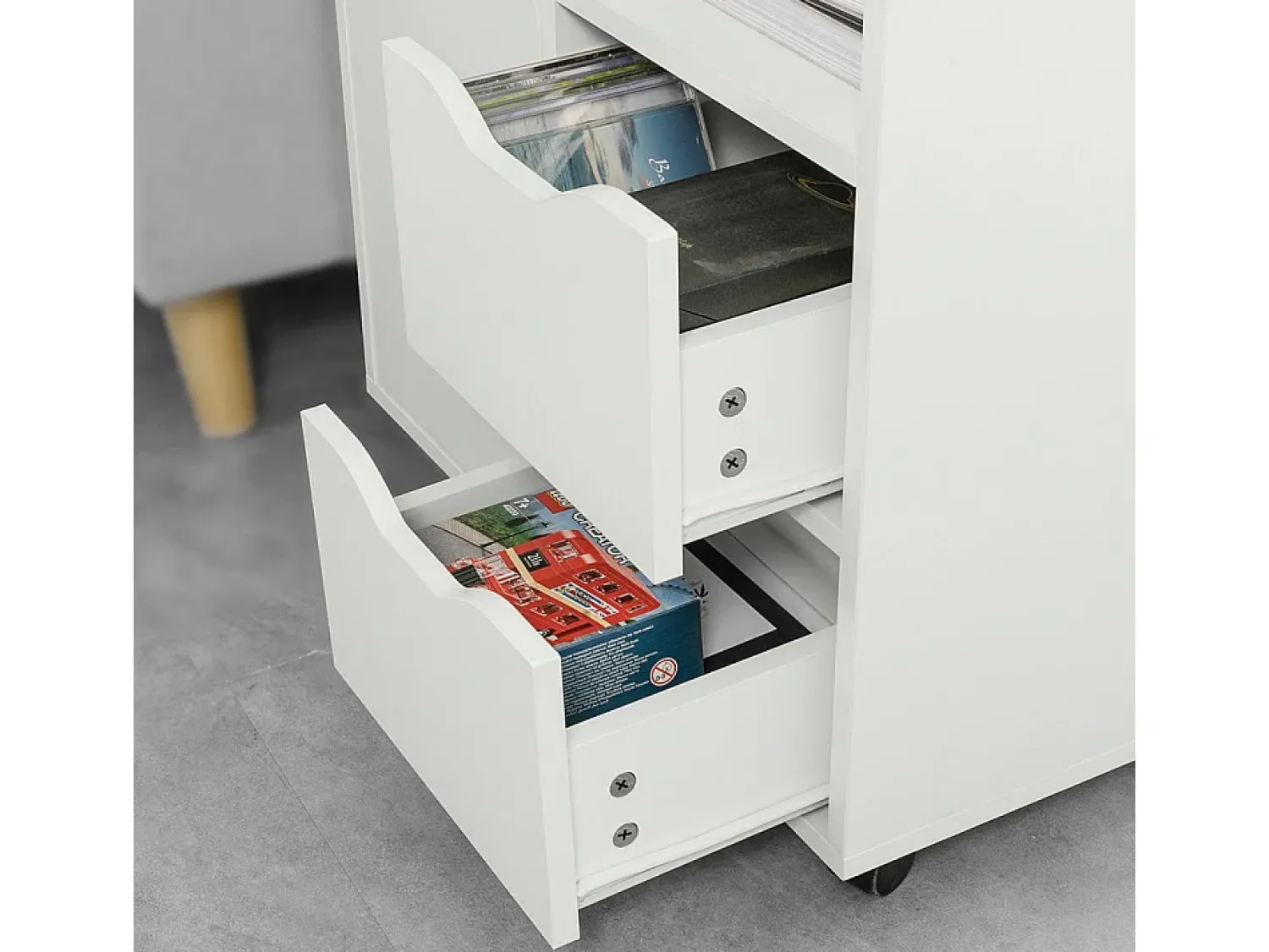 Sobuy armário de impressora, Armário para impressora, carrinho de livros FBT105-W Branco