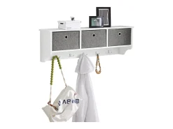 Cabide De Pé*Sobuy armário de parede, cabide de parede, Cabide de parede com prateleira FRG282-W Branco