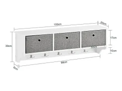 Cabide De Pé*Sobuy armário de parede, cabide de parede, Cabide de parede com prateleira FRG282-W Branco