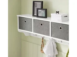 Cabide De Pé*Sobuy armário de parede, cabide de parede, Cabide de parede com prateleira FRG282-W Branco