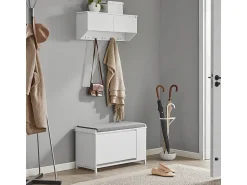 Cabide De Pé*Sobuy armário de parede, cabide de parede, Cabide de parede com prateleira FHK24-W Branco