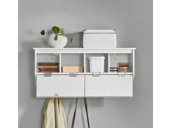 Cabide De Pé*Sobuy armário de parede, cabide de parede, Cabide de parede com prateleira FHK24-W Branco