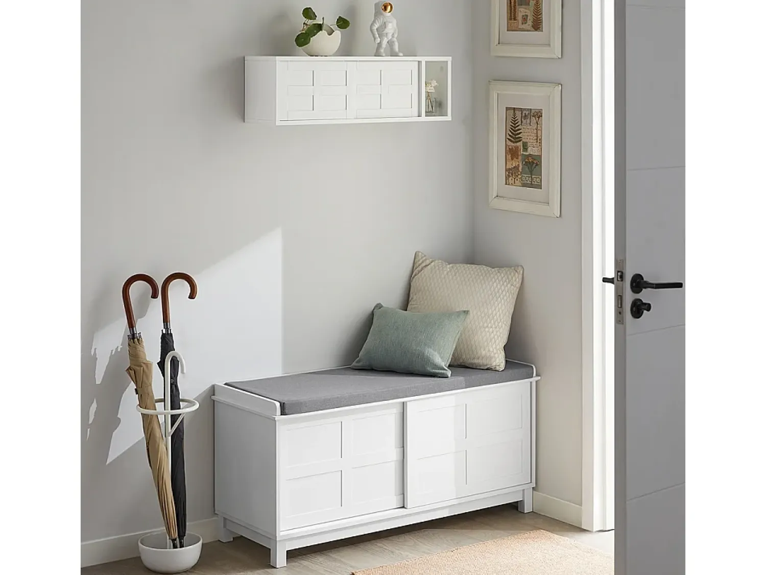 Prateleira*Sobuy armário de parede, cabide de parede, Cabide de parede com prateleira FHK18-W Branco