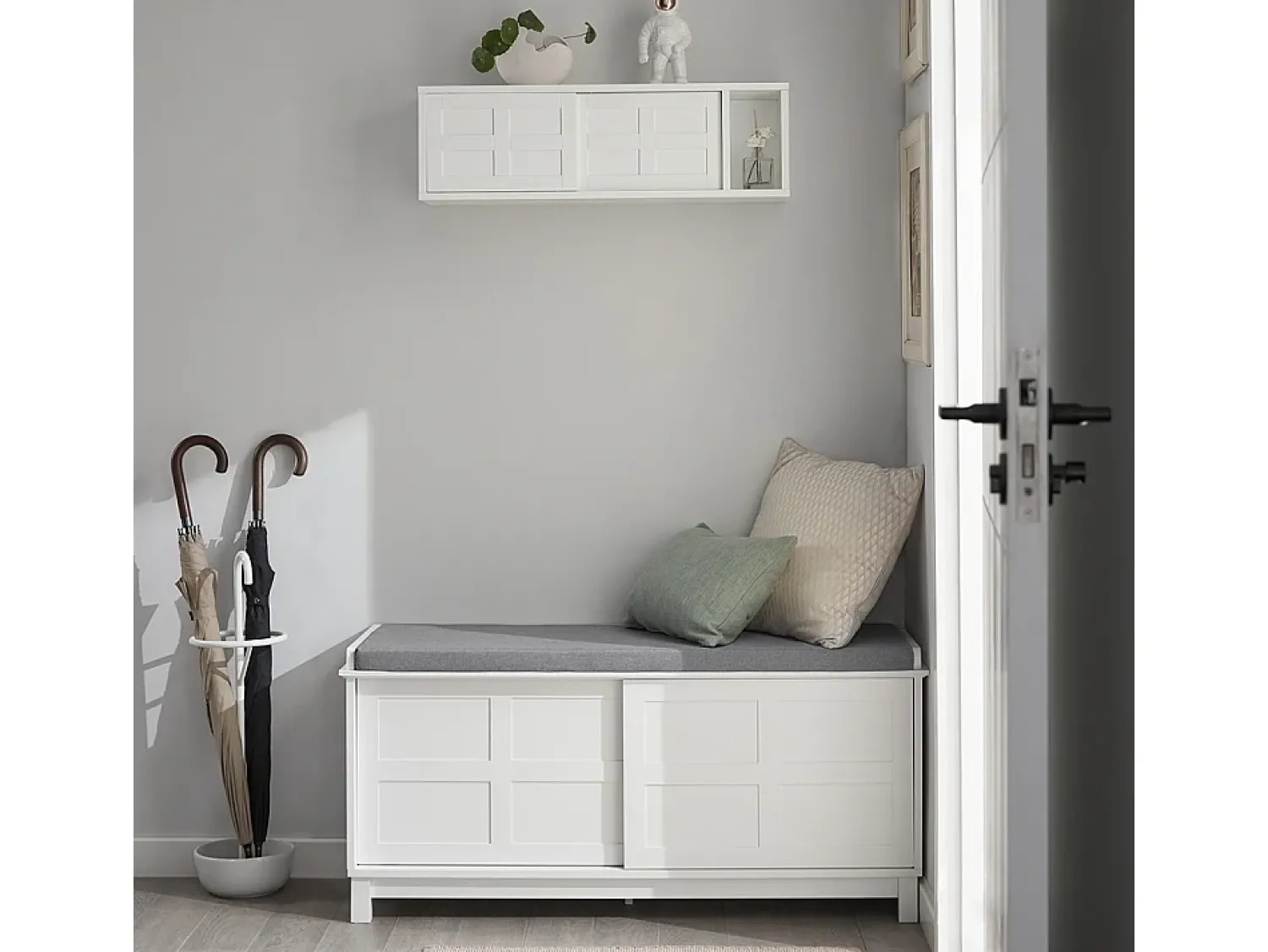 Prateleira*Sobuy armário de parede, cabide de parede, Cabide de parede com prateleira FHK18-W Branco