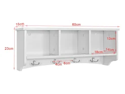 Prateleira*Sobuy armário de parede, cabide de parede, Cabide de parede com prateleira FRG48-W Branco