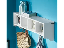 Prateleira*Sobuy armário de parede, cabide de parede, Cabide de parede com prateleira FRG48-L-W Branco