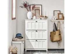 Móvel De Arrumação|Sapateira|Sobuy armário de sapatos, Armário de sapatos estreito, armário para sapatos FSR162-W Branco