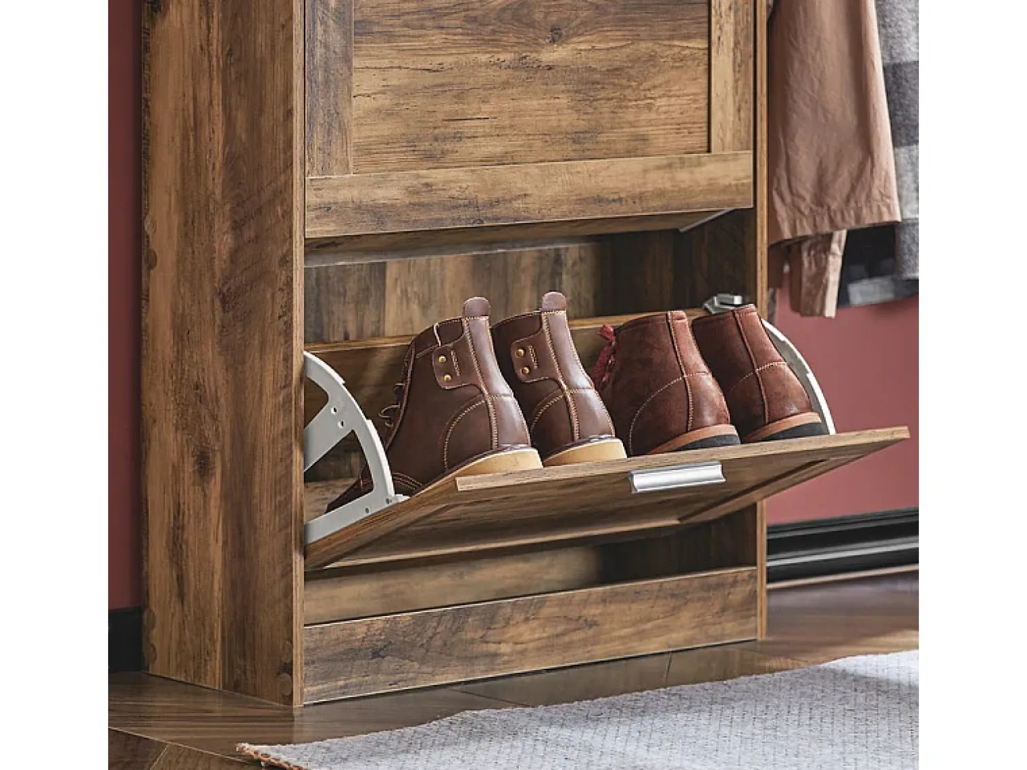 Móvel De Arrumação|Sapateira|Sobuy armário de sapatos, Armário de sapatos estreito, armário para sapatos FSR137-L-F Natural escuro