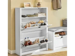 Móvel De Arrumação|Sapateira|Sobuy armário de sapatos, Armário de sapatos estreito, armário para sapatos FSR87-W Branco