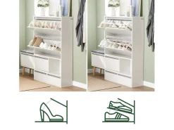Móvel De Arrumação|Sapateira|Sobuy armário de sapatos, Armário de sapatos estreito, armário para sapatos FSR134-W Branco