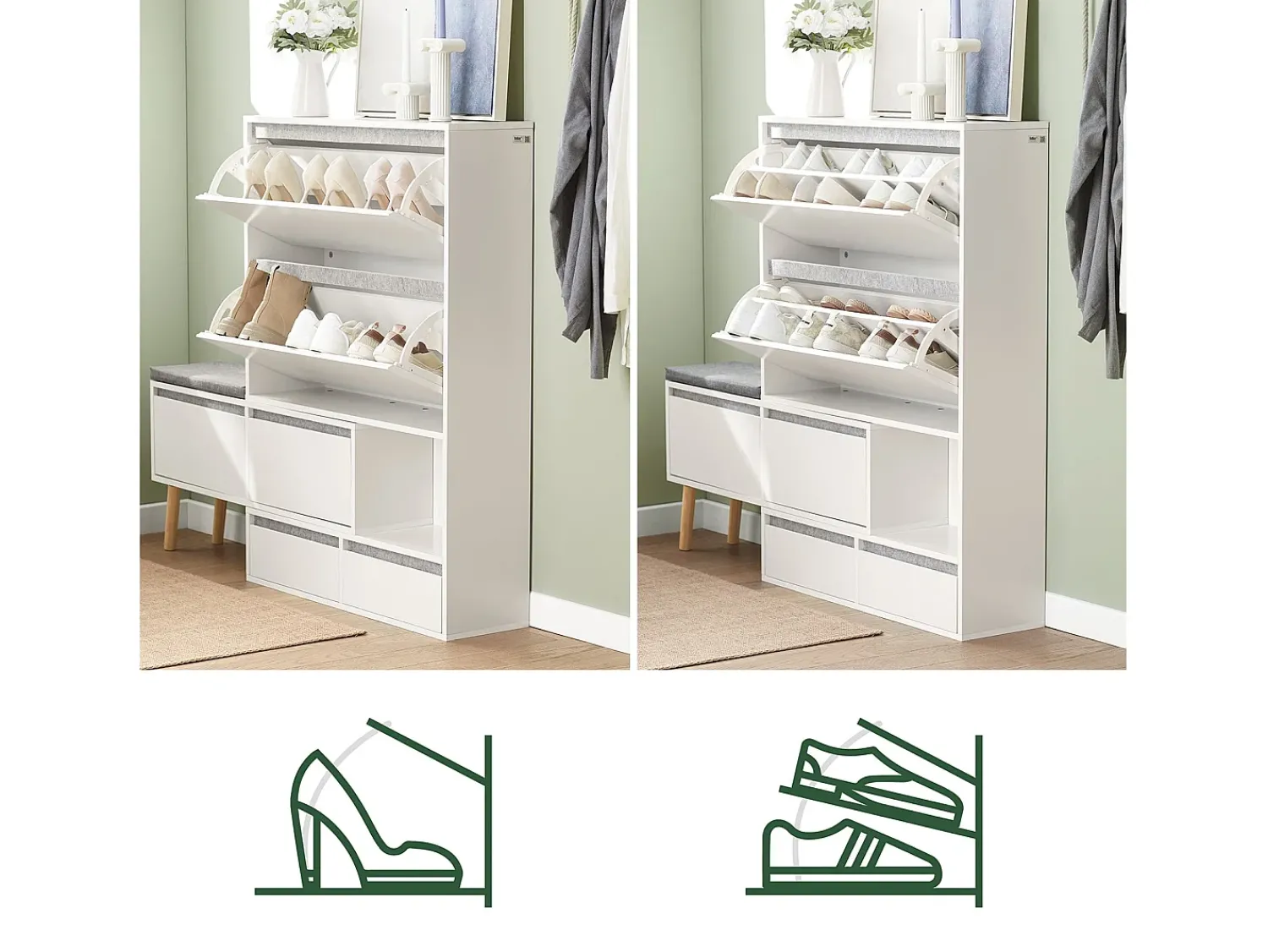 Móvel De Arrumação|Sapateira|Sobuy armário de sapatos, Armário de sapatos estreito, armário para sapatos FSR134-W Branco