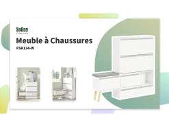 Móvel De Arrumação|Sapateira|Sobuy armário de sapatos, Armário de sapatos estreito, armário para sapatos FSR134-W Branco