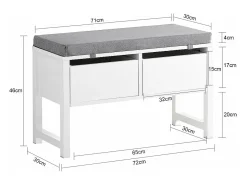 Móvel De Arrumação|Sapateira|Sobuy Armário de sapatos com prateleira, banco, Banco com sapateira FSR88-W Branco