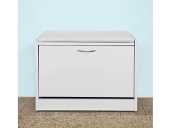 Online Sobuy Armário de sapatos com prateleira, banco, Banco com sapateira FSR16-W Branco