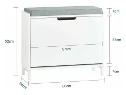 Móvel De Arrumação|Sapateira|Sobuy Armário de sapatos com prateleira, banco, Banco com sapateira FSR151-K-W Branco