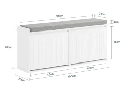 Sobuy Armário de sapatos com prateleira, banco, Banco com sapateira FSR98-XL-W Cinzento claro / Branco