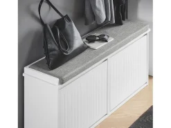 Sobuy Armário de sapatos com prateleira, banco, Banco com sapateira FSR98-XL-W Cinzento claro / Branco