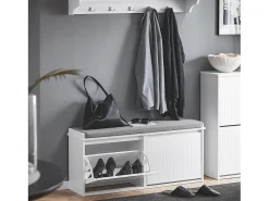 Sobuy Armário de sapatos com prateleira, banco, Banco com sapateira FSR98-XL-W Cinzento claro / Branco