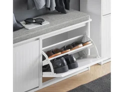 Sobuy Armário de sapatos com prateleira, banco, Banco com sapateira FSR98-XL-W Cinzento claro / Branco