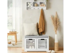 Discount Sobuy Armário de sapatos com prateleira, banco, Banco com sapateira FSR23-K-W Branco