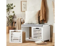 Discount Sobuy Armário de sapatos com prateleira, banco, Banco com sapateira FSR23-K-W Branco