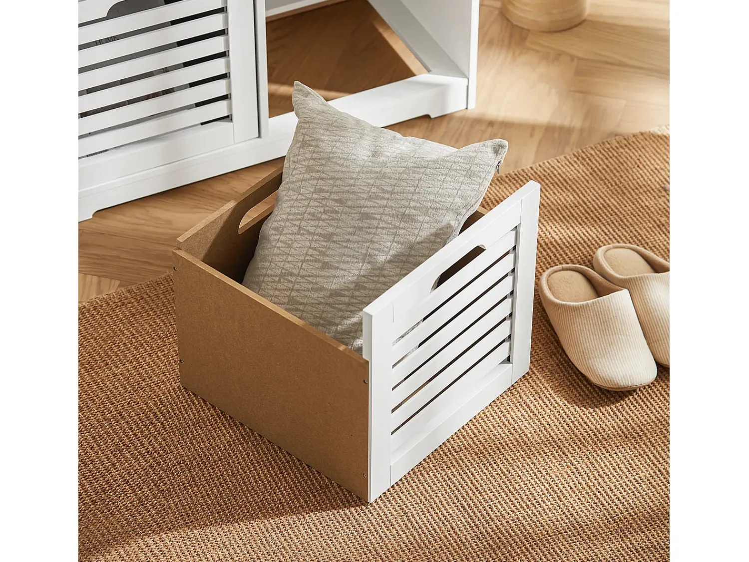 Discount Sobuy Armário de sapatos com prateleira, banco, Banco com sapateira FSR23-K-W Branco