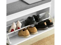 Móvel De Arrumação|Sapateira|Sobuy Armário de sapatos com prateleira, banco, Banco com sapateira FSR82-L-W Branco
