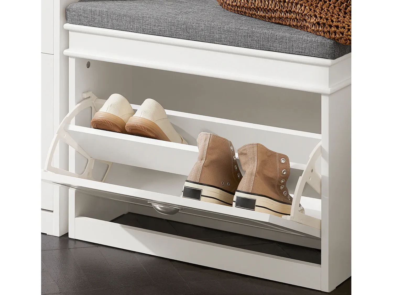 Móvel De Arrumação|Sapateira|Sobuy Armário de sapatos com prateleira, banco, Banco com sapateira FSR82-L-W Branco