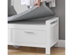 Móvel De Arrumação|Sapateira|Sobuy Armário de sapatos com prateleira, banco, Banco com sapateira FSR74-W Branco