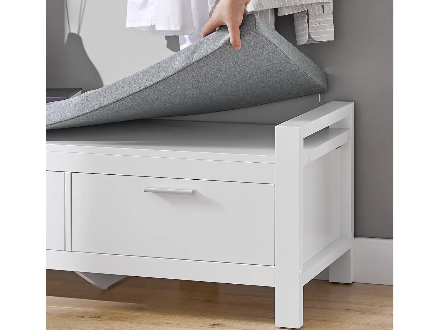 Móvel De Arrumação|Sapateira|Sobuy Armário de sapatos com prateleira, banco, Banco com sapateira FSR74-W Branco