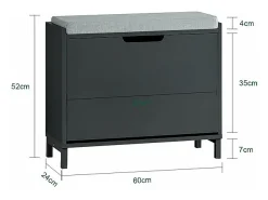 Online Sobuy Armário de sapatos com prateleira, banco, Banco com sapateira FSR151-K-SCH Preto