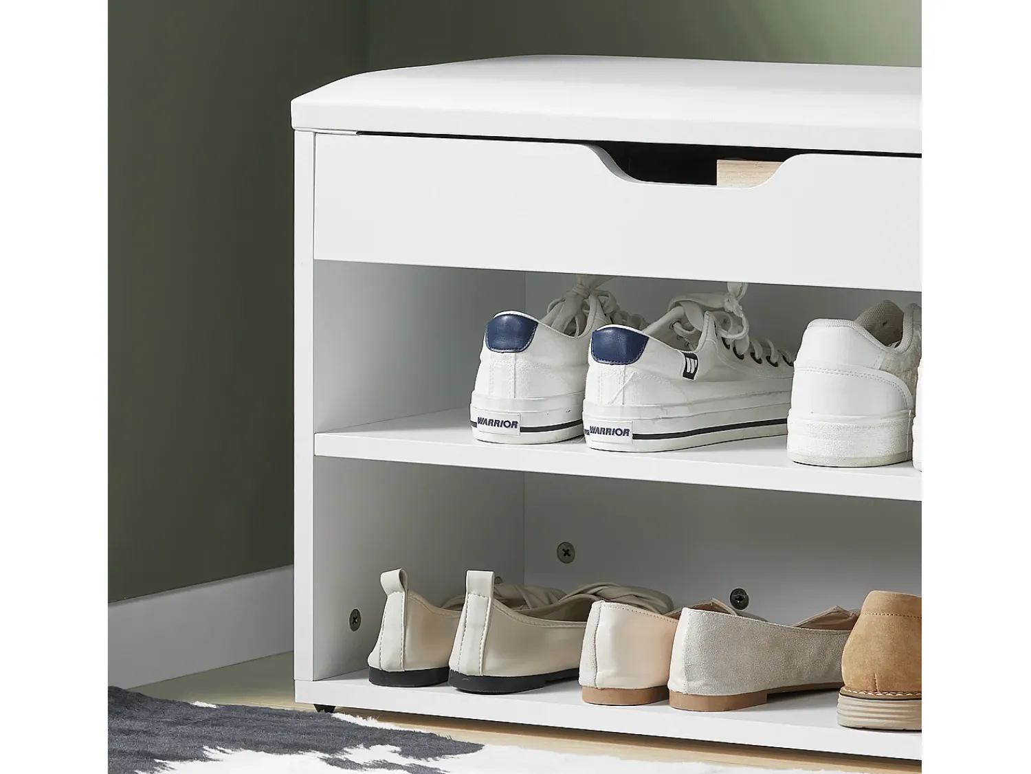 Móvel De Arrumação|Sapateira|Sobuy Armário de sapatos com prateleira, banco, Banco com sapateira FSR25-W Branco