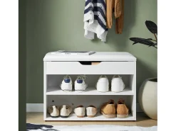 Móvel De Arrumação|Sapateira|Sobuy Armário de sapatos com prateleira, banco, Banco com sapateira FSR25-W Branco