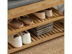 Móvel De Arrumação|Sapateira|Sobuy Armário de sapatos com prateleira, banco, Banco com sapateira FSR47-N Natural escuro