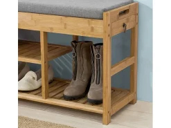 Móvel De Arrumação|Sapateira|Sobuy Armário de sapatos com prateleira, banco, Banco com sapateira FSR47-N Natural escuro
