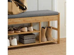 Móvel De Arrumação|Sapateira|Sobuy Armário de sapatos com prateleira, banco, Banco com sapateira FSR47-N Natural escuro