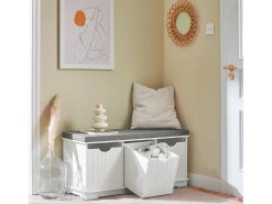 Móvel De Arrumação|Sapateira|Sobuy Armário de sapatos com prateleira, banco, Banco com sapateira FSR30-W Branco