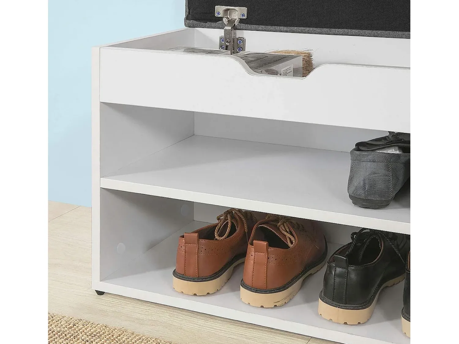 New Sobuy Armário de sapatos com prateleira, banco, Banco com sapateira FSR25-HG Cinzento