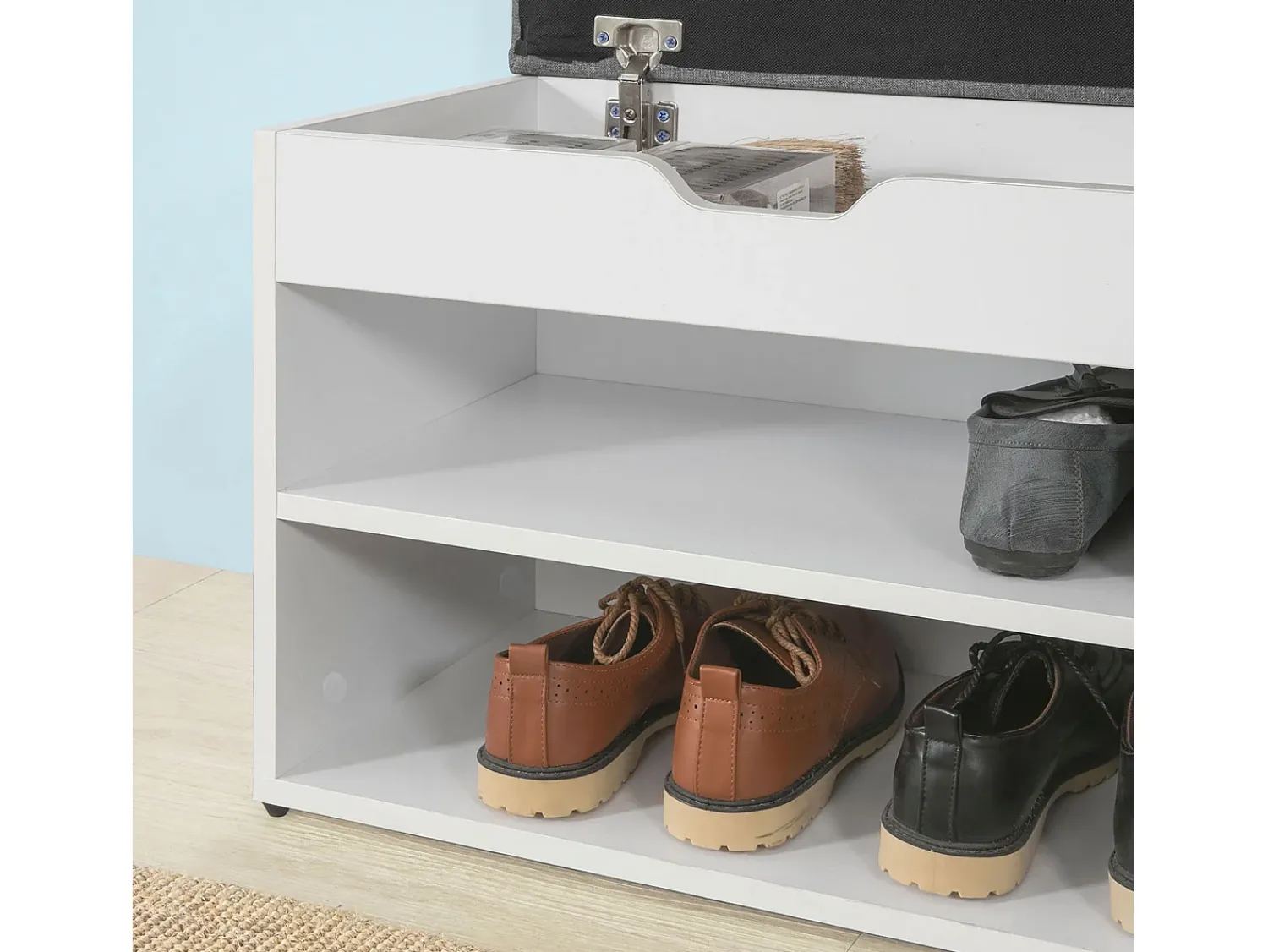 New Sobuy Armário de sapatos com prateleira, banco, Banco com sapateira FSR25-HG Cinzento