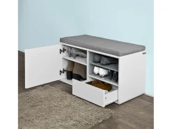 Online Sobuy Armário de sapatos com prateleira, banco, Banco com sapateira FSR37-W Branco