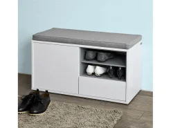 Online Sobuy Armário de sapatos com prateleira, banco, Banco com sapateira FSR37-W Branco
