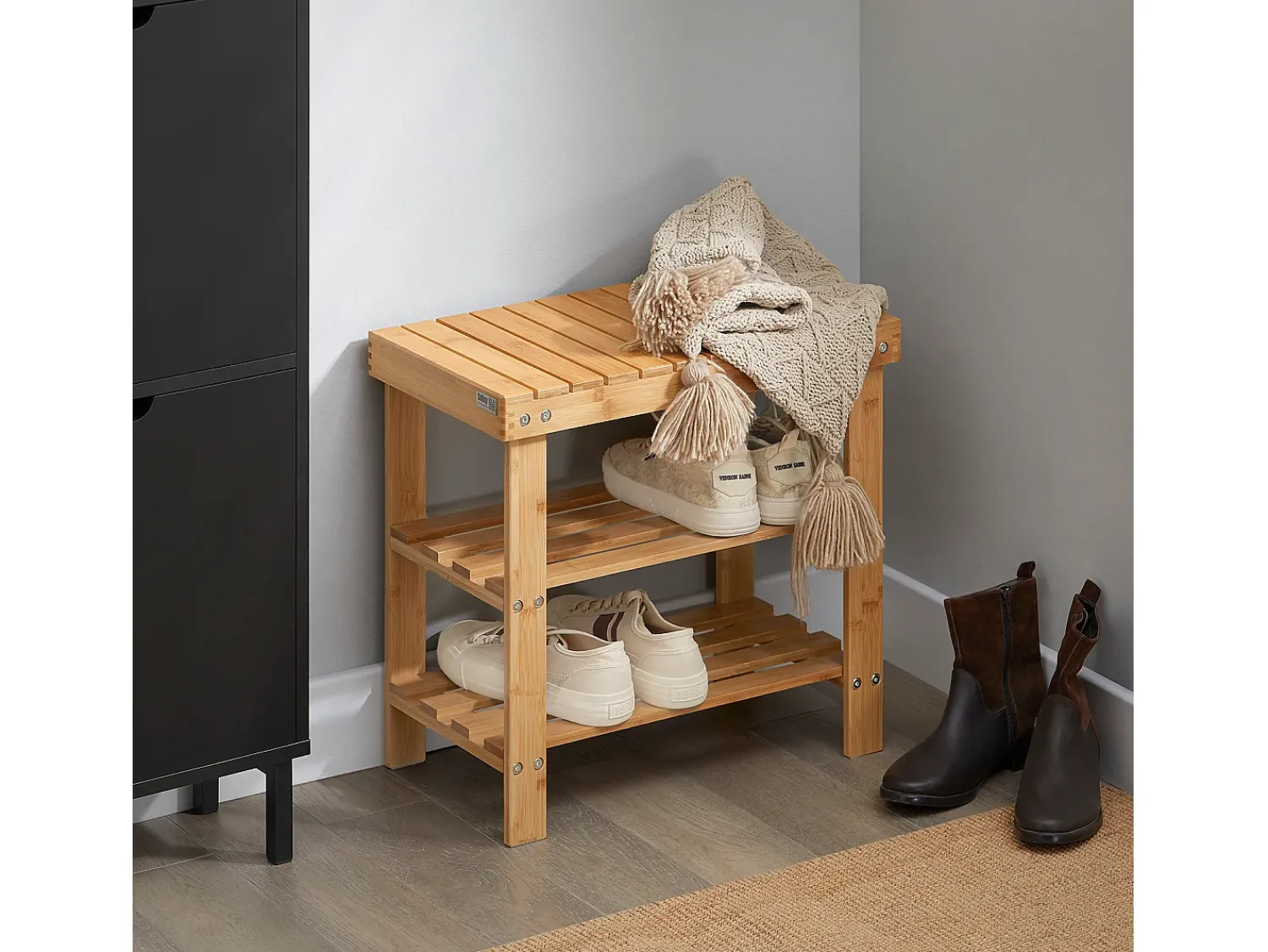 Móvel De Arrumação|Sapateira*Sobuy Armário de sapatos com prateleira, banco, Banco com sapateira FSR02-K-N Natural claro
